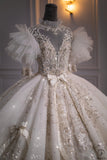 Luxury Embroidered Short Sleeves Ball Gown Wedding Dresses OSL002