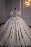 Luxury Embroidered Short Sleeves Ball Gown Wedding Dresses OSL002 - Wedding & Bridal Party Dresses $1,199.99