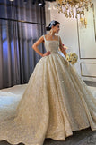 Luxury Embroidered Sleeveless Boat Neck Wedding Dresses OS3959 - Wedding & Bridal Party Dresses $1,399.99