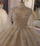 Luxury Long Sleeve High Neck beading Wedding Dress OS3829 - Wedding & Bridal Party Dresses $1,109.99