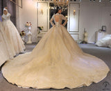 Luxury Long Sleeve Hign Neck beading Wedding Dress OS3833 - Wedding & Bridal Party Dresses $1,528.99