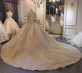 Luxury Long Sleeve Hign Neck beading Wedding Dress OS3833 - Wedding & Bridal Party Dresses $1,528.99