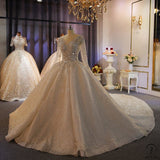 Luxury Long Sleeve V Neck beading Wedding Dress OS3824
