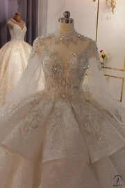 Luxury Long Sleeve V Neck beading Wedding Dress OS3827