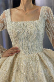 Luxury Long Sleeves Beading Flower V Neck Wedding Dress OS4031 - Wedding & Bridal Party Dresses $1,329.99