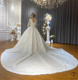 Luxury Long Sleeves Beading Flower V Neck Wedding Dress OS4126 - $1,395.99