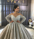 Luxury Long Sleeves Full Beading Crystals Wedding Dress OS3914