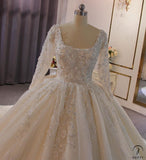 Luxury Round Neck Long Sleeves Full Beading Crystals Wedding Dress OS3910
