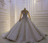 Luxury White Wedding Dress Long Sleeve Full Beading Ball Gown - $1,699.99