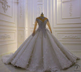 Luxury White Wedding Dress Long Sleeve Full Beading Ball Gown - $1,699.99