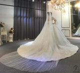 Luxury White Wedding Dress Long Sleeve Full Beading Ball Gown