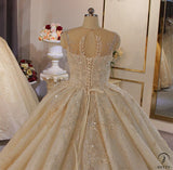 Luxury White Wedding Dress Short Sleeve Full Beading Ball Gown - $829.99