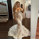 Mermaid Wedding Dresses Off the Shoulder Sweetheart Bride Dresses - Champagne / 2 - Wedding & Bridal Party Dresses $279.90