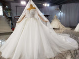 Off Shoulder Lace Flower Wedding Dress OSX001 - White Wedding Dresses $599.99