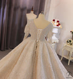 2021 Off The Shoulder Long Sleeves Beading Wedding Dress Real Photos - $2,460.50