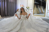 Off the shoulder sleeveless wedding dress lace bridal dress 3754 - Wedding Dresses $1,626.18