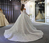 Off the shoulder sleeveless wedding dress lace bridal dress 3754 - picture color / 6 - Wedding Dresses $1,626.18