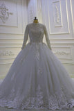Ostty Luxury White One Shoulder Long Sleeve Beading Wedding Dresses OS842