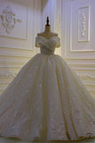 Ostty Luxury White One Shoulder Sleeveless Beading Wedding Dresses OS841