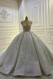 Ostty Luxury White V Neck Sleeveless Beading Wedding Dresses OS846