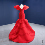 Red Bridal Dress Toast Dress Fish Tail Figure Flattering Princess Dress Stage Costume - Red / Customized Dress - $738.53
