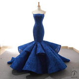 Red Bride Wedding Dress Fishtail Toast Dress Trailing Temperament Banquet Dress for Women - Dark Blue / Custom Service - $738.53