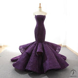 Red Bride Wedding Dress Fishtail Toast Dress Trailing Temperament Banquet Dress for Women - Dark purple / Custom Service - $738.53
