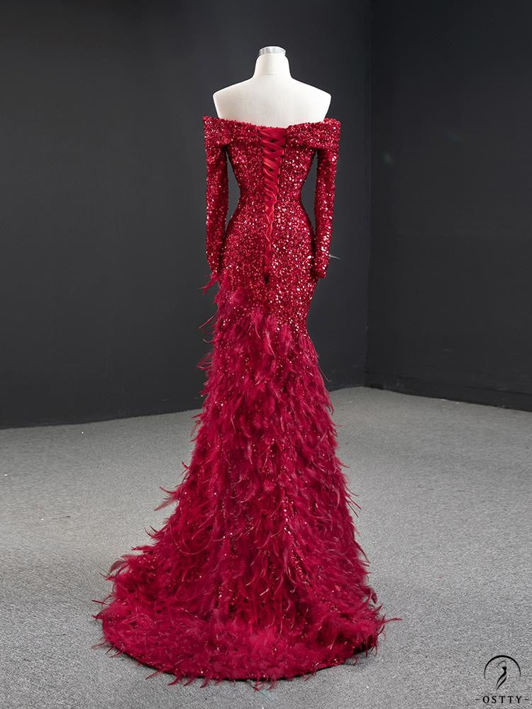 Red Wedding Bridal Dress Toast Dress High-End Temperament Performance Dress - Purplish red / Customized Dress - $438.41