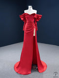 Red Wedding Bridal Dress Toast Dress off-Shoulder Trailing Performance Dress