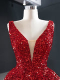 Red Wedding Bridal Dress Toast Dress Short Front and Long Back Solo Pettiskirt - Purplish red / Customized Dress - $434.32