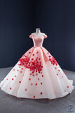 Red Wedding Dress Bridal Wedding Dress Gradient plus Flowers off-Shoulder Solo Pettiskirt