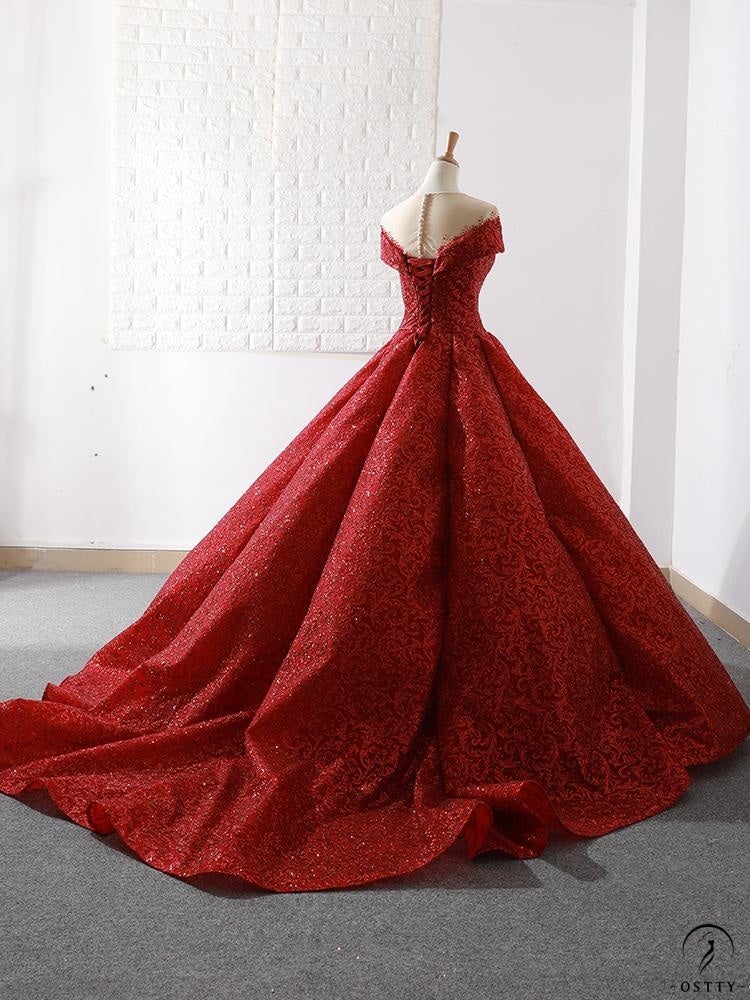 Red Wedding Dress Bridal Mori Super Fairy Dream off-Shoulder Trailing Maternity Pettiskirt - Wine Red / Custom Service - $499.99