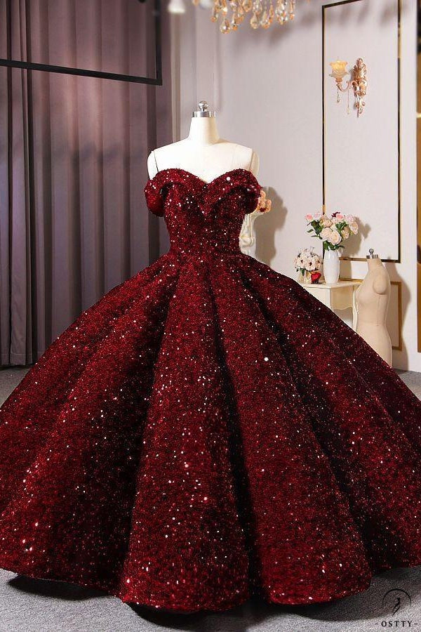 Red Wedding Dress Bride Solo Pettiskirt off-Shoulder Luxury Floor-Length Dinner Dress - Wedding & Bridal Party Dresses $549.99