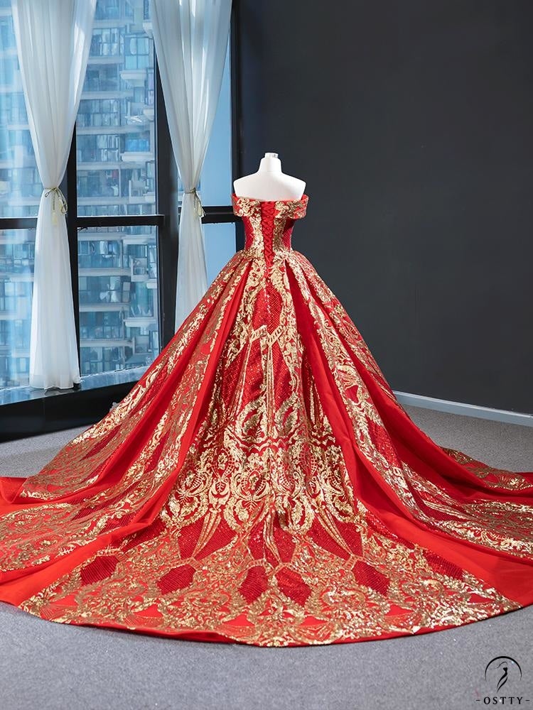 Red Wedding Dress Bride Solo Pettiskirt Wedding Toast Dress Costume - $659.99
