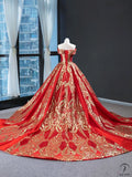 Red Wedding Dress Bride Solo Pettiskirt Wedding Toast Dress Costume - $659.99