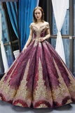 Red Wedding Dress Bride Vocal Solo Pettiskirt off-Shoulder Gold-Colored and Floor-Length Banquet Evening Dress - Purplish red / Customized 