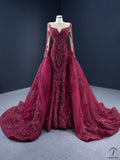 Red Wedding Dress Toasting Dress Fishtail Trailing Stage Costume