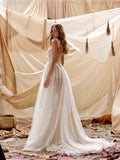Sexy Sweetheart Beach Wedding Dresses Illusion Appliques Bride Dresse - $189.90