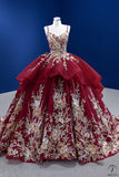 Slimming Red Bridal Toast Dress Party Solo Pettiskirt 67467 - Wine Red / Customized Size - $699.99