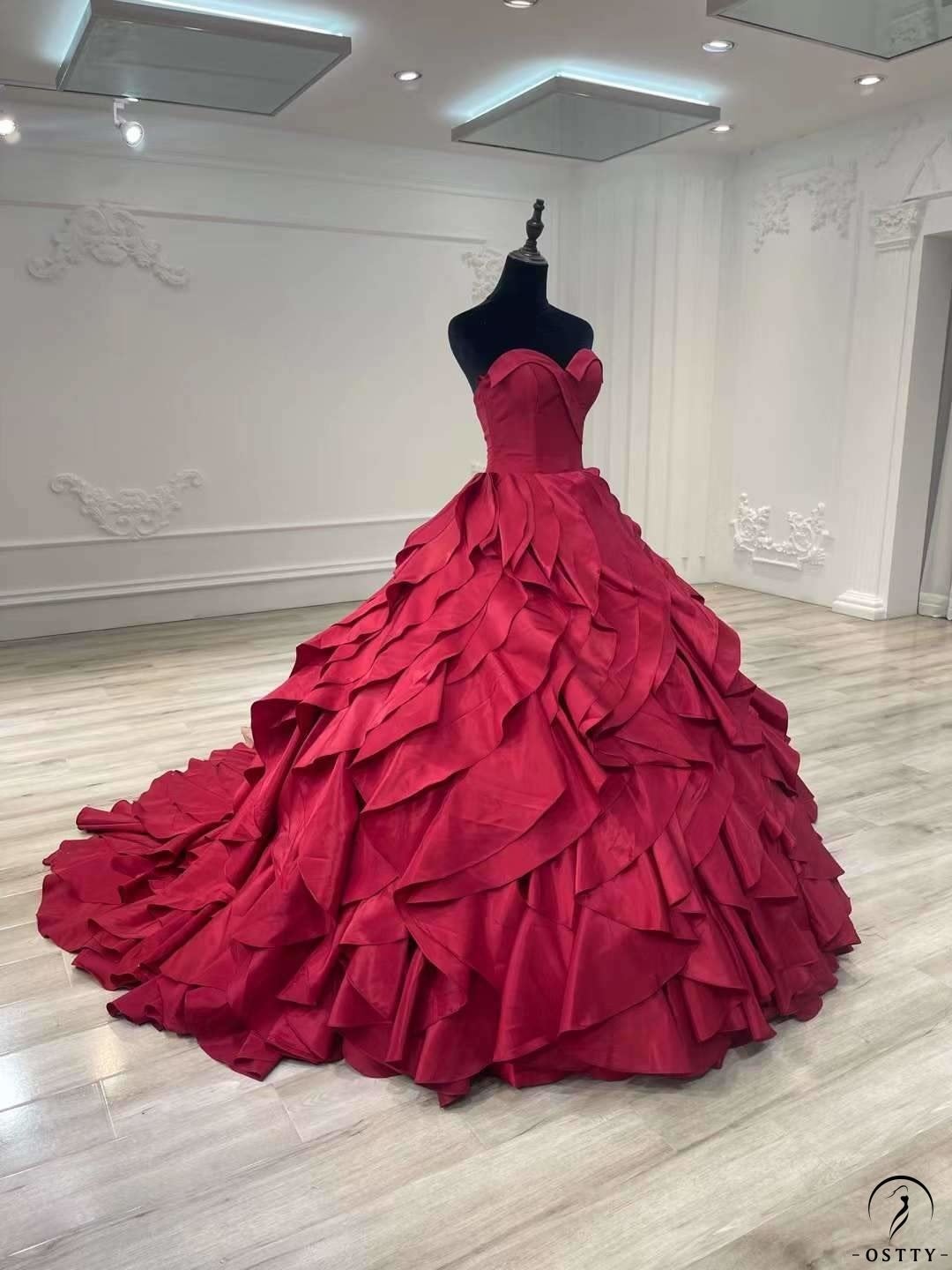 Red Ball Gown Elegant Sweetheart Zipper Wedding Dresses, Wedding Dress –  Oktypes
