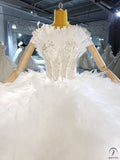 Tube Top High Waist Plush Large Trailing Lace Wedding Dress - Custom Made - $999.99
