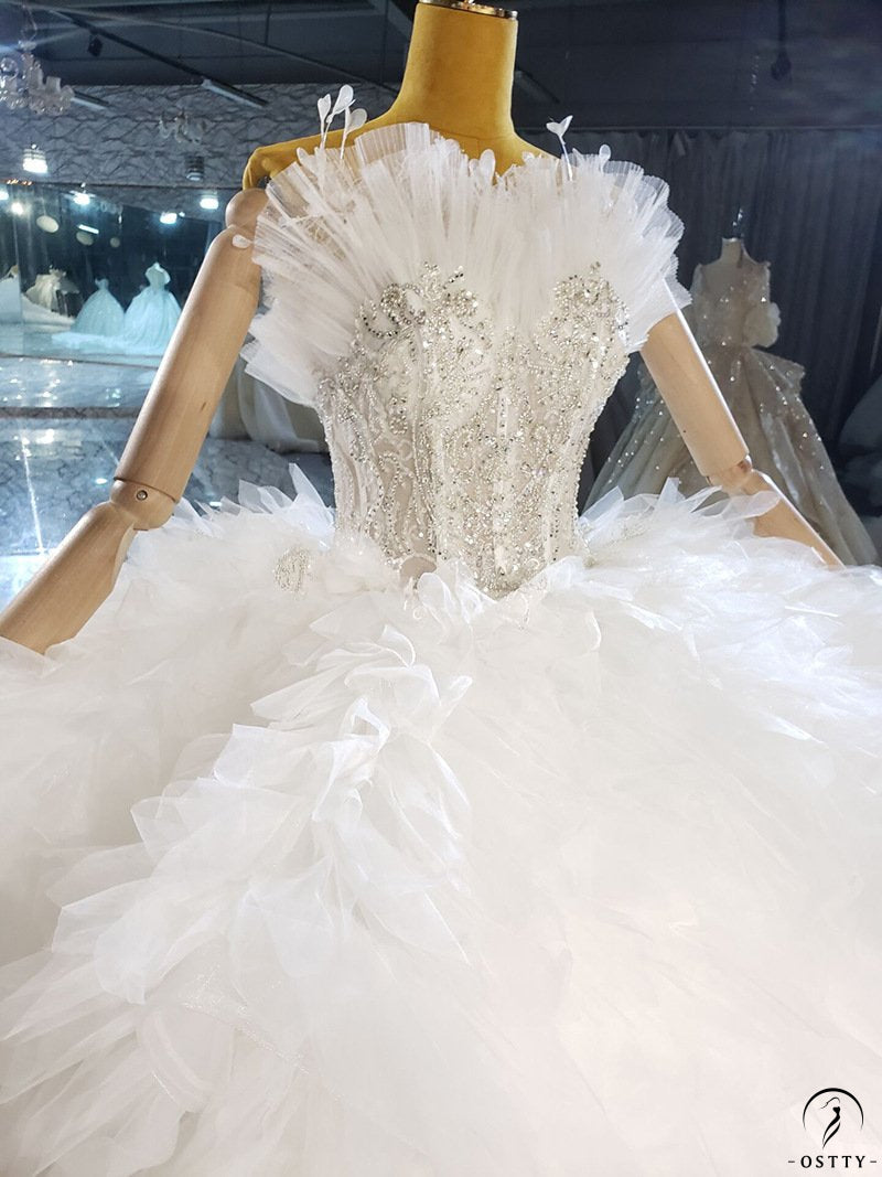 OSTTY - Tube Top High Waist Plush Large Trailing Lace Wedding Dress OS2225 $999.99 OSTTY - Tube Top High Waist Plush Large Trailing Lace Wedding Dress OS2225 $999.99