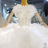 Tube Top High Waist Plush Large Trailing Lace Wedding Dress - Custom Made - $999.99