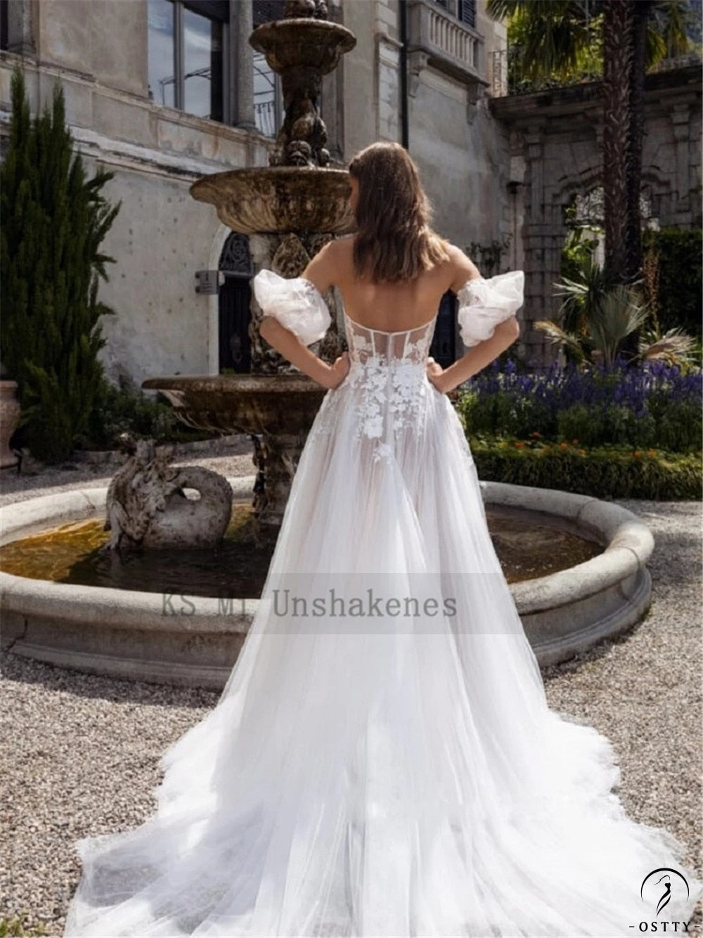Vintage Boho Wedding Dress Short Sleeve A Line Wedding Gowns - $239.90