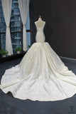 Waist-Tight Fishtail Wedding Dress Luxury Large Trailing Bride Korean-Style Slimming Satin Backpack Backless