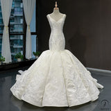 Waist-Tight Fishtail Wedding Dress Luxury Large Trailing Bride Korean-Style Slimming Satin Backpack Backless - $493.87