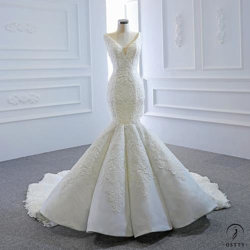 OSTTY - Wedding Dress Bride Wedding Fishtail Small Trailing Dress ...