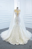 Wedding Dress Fashion Bride Fishtail Lace Removable Sleeve Trailing off-Shoulder Backless Simple Dress - $599.99