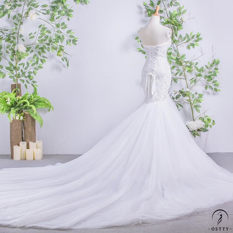 Wedding Dress Super Fairy Mori Style Dream Bride Solo Pettiskirt Fishtail Wedding Dress Princess Dress - White / Customized Service - 