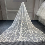 Wedding Veil Long Luxury Cathedral Bridal Veil For Bride Woman Sequin Beaded Lace One Layer Wedding Accessories - China / 3metersand4meters 